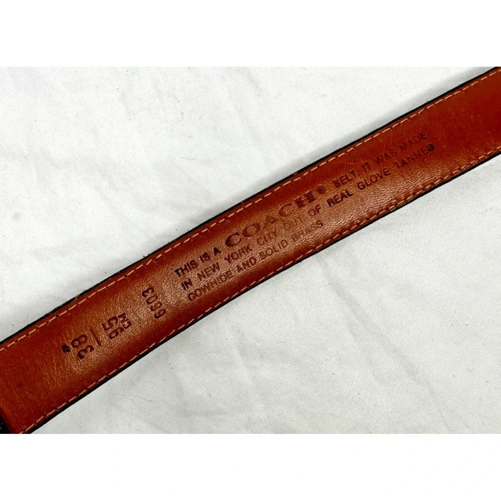 Coach Brown Cow Hide  Leather Belt Solid Brass Buckle Sz 38 New York